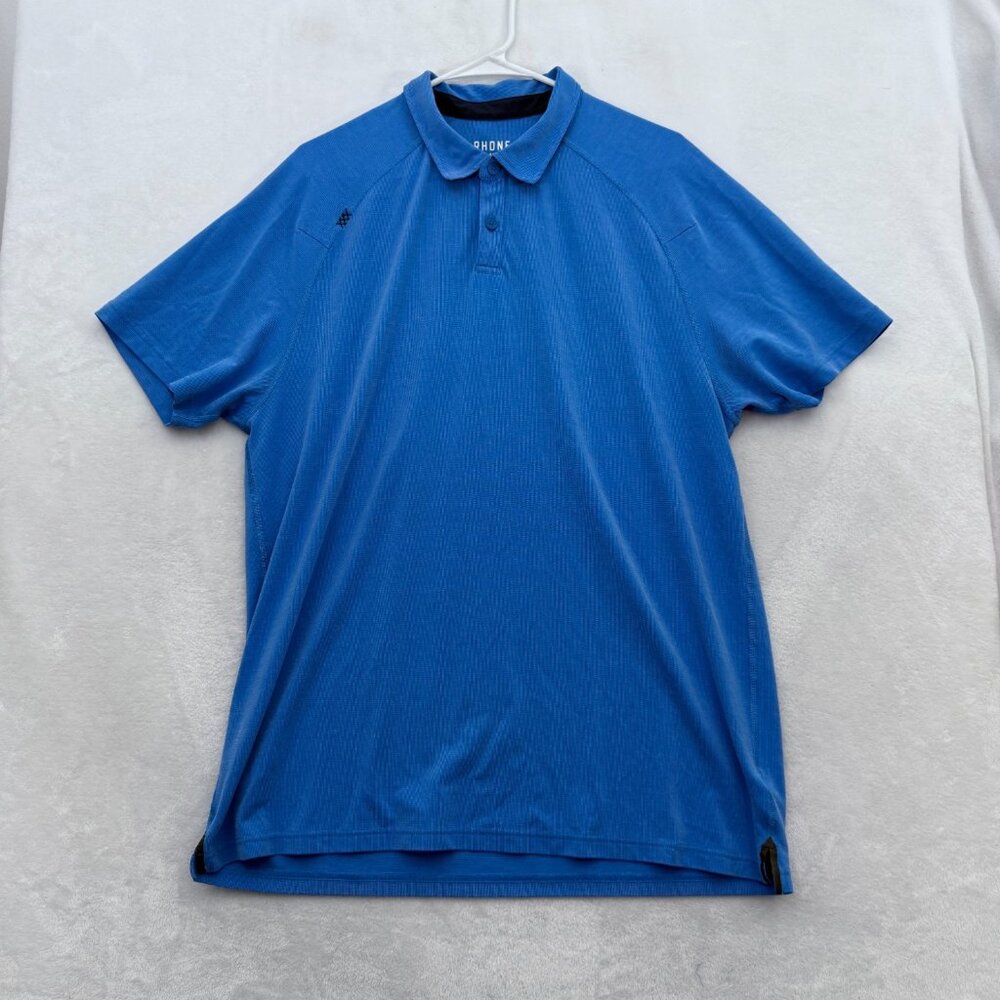 Rhone Delta Pique Polo Shirt Mens XL Blue Golf Performance Athletic